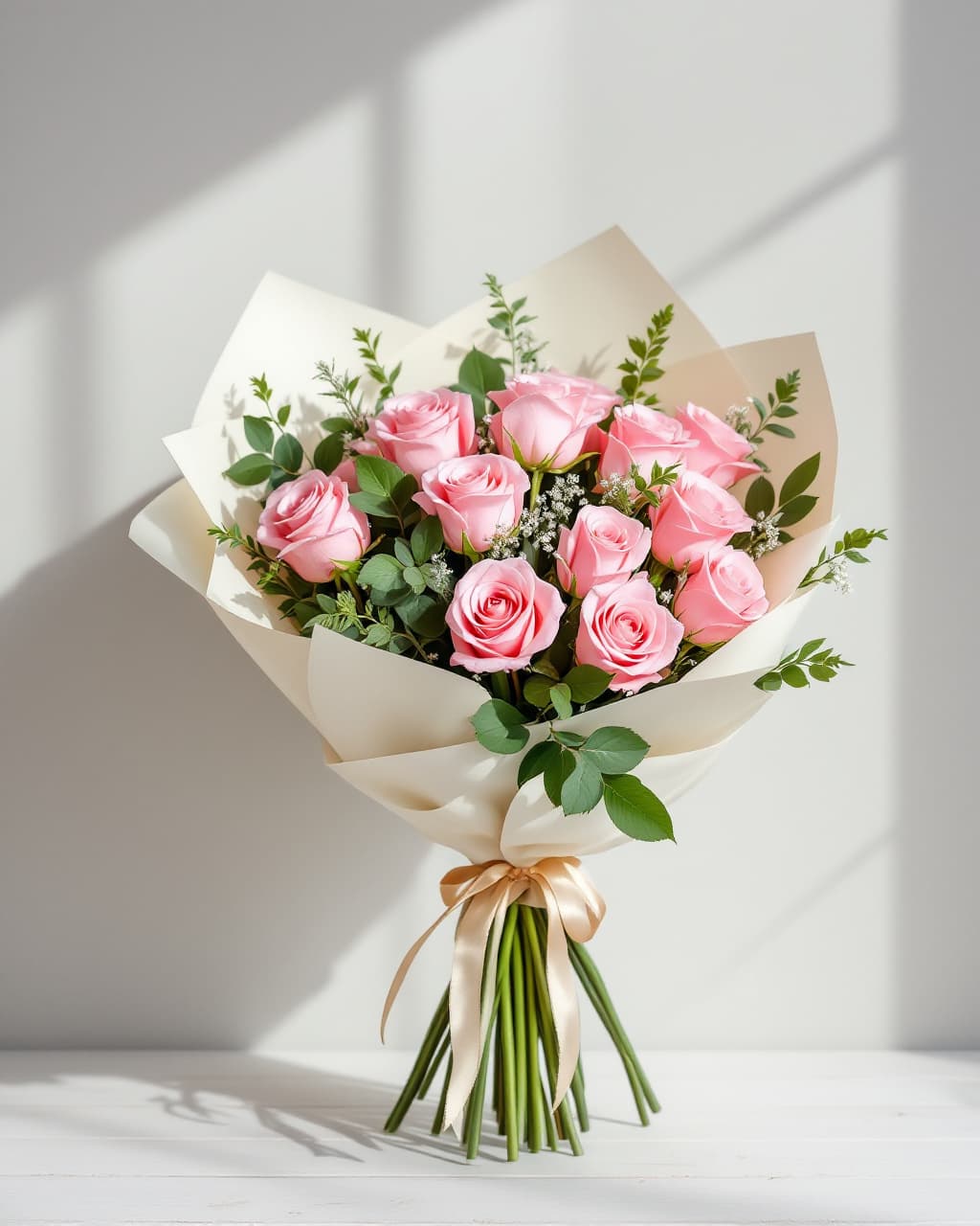 11 pink roses 60 cm