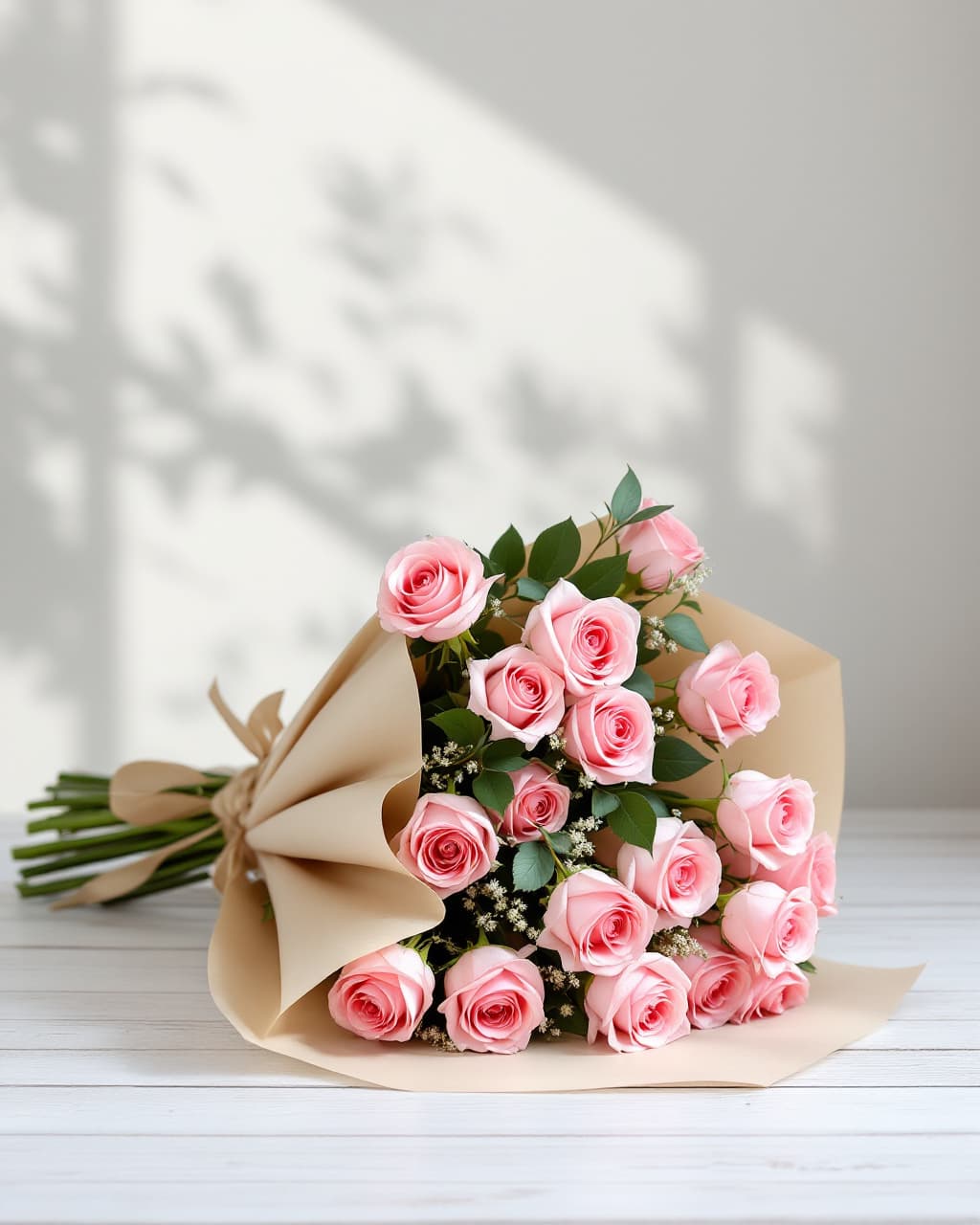 25 pink roses 60 cm