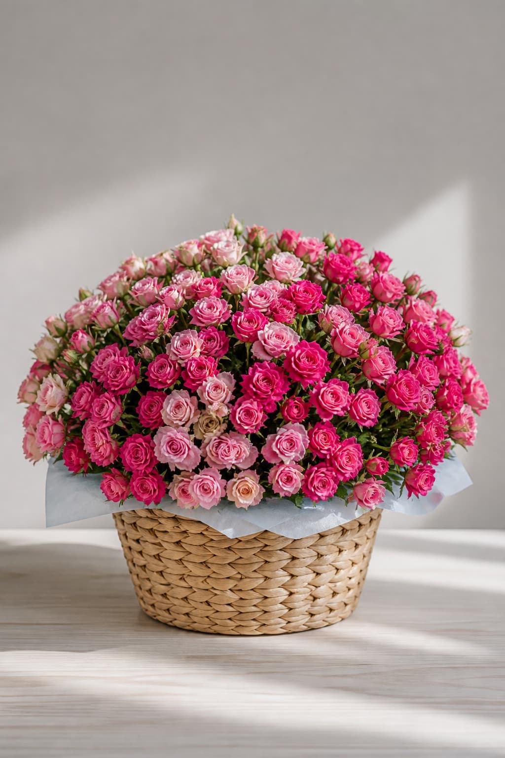 Spray roses basket pink gradient